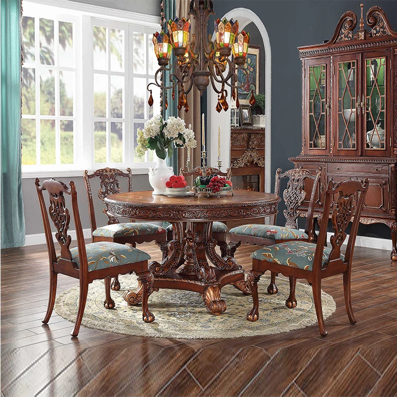 Restaurant furniture solid wood European court luxury table