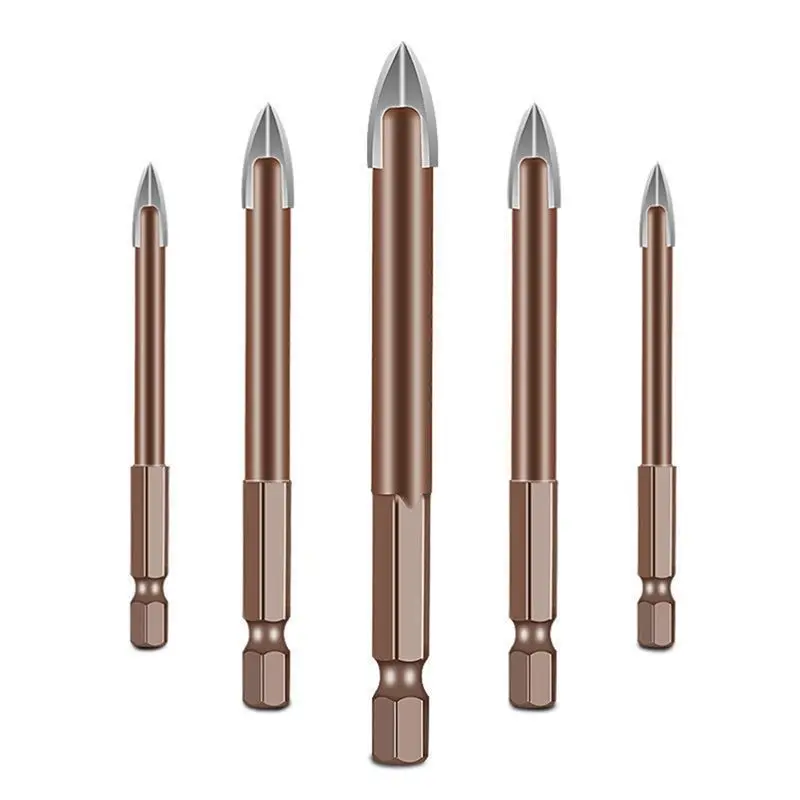 

A20F-5PCS Titanium Masonry Drill Bit Triangle Drill Bit With Hex Shank 5PCS