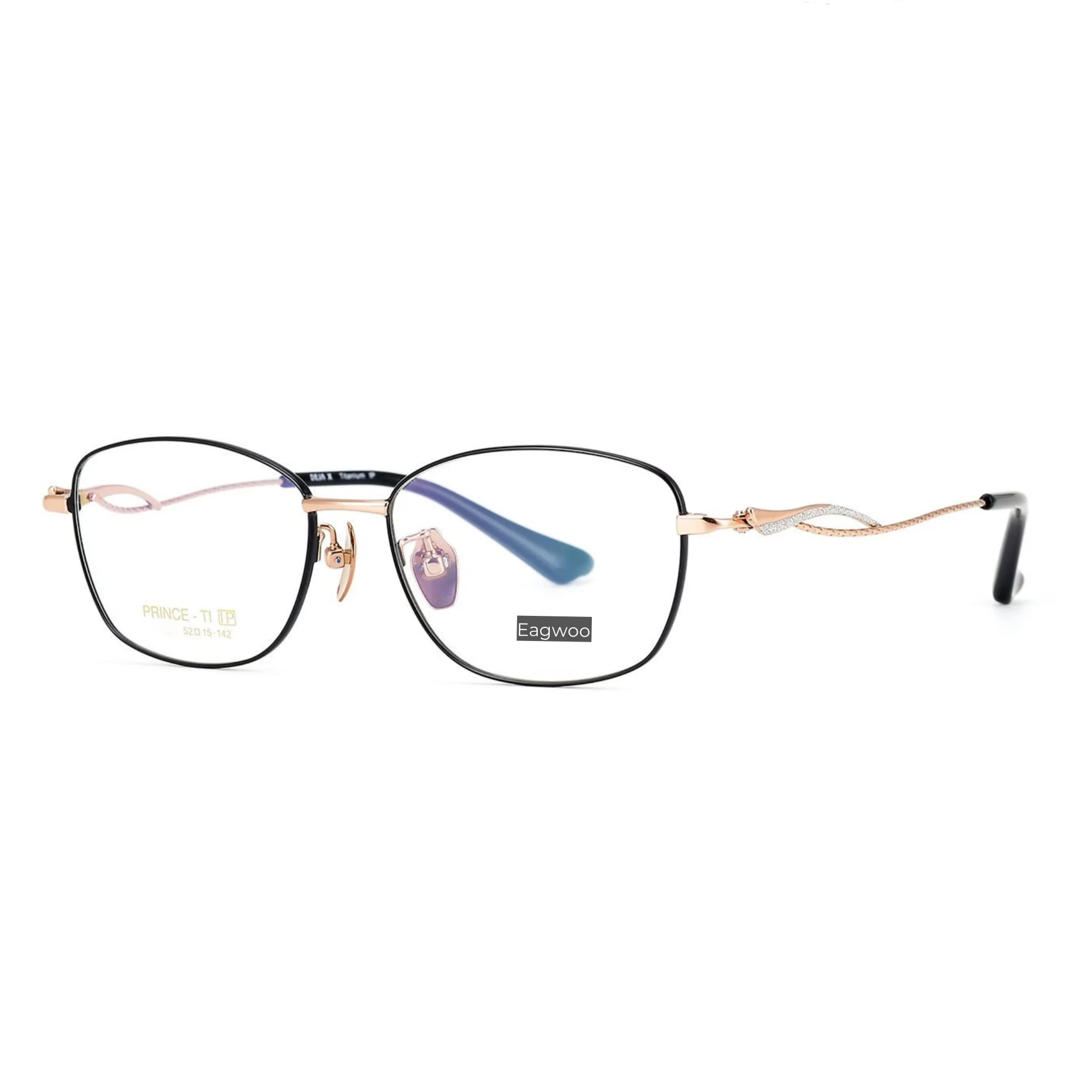 Pure Titanium Eyeglasses Frame Women High Grade Glasses Designed Oval Shaped Eyeglasses Frame Super Light 143mm Long Temple