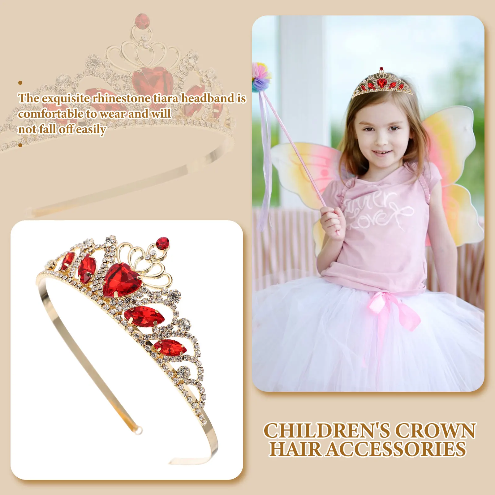 

Princess Crown Hair Accessories Sparkly Headband Girls Kids Tiara Rhinestone Headdress Birthday Banquet Metal Tiara Exquisite