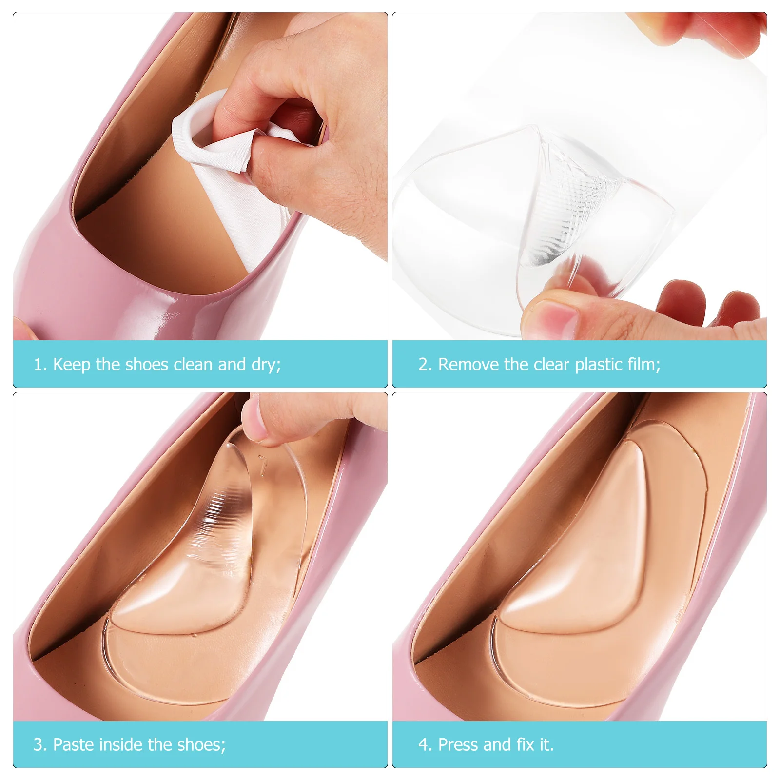 

2 Pairs Arch Support Pads Forefoot Cushion Inserts Shoe Insoles High Heels Comfortable