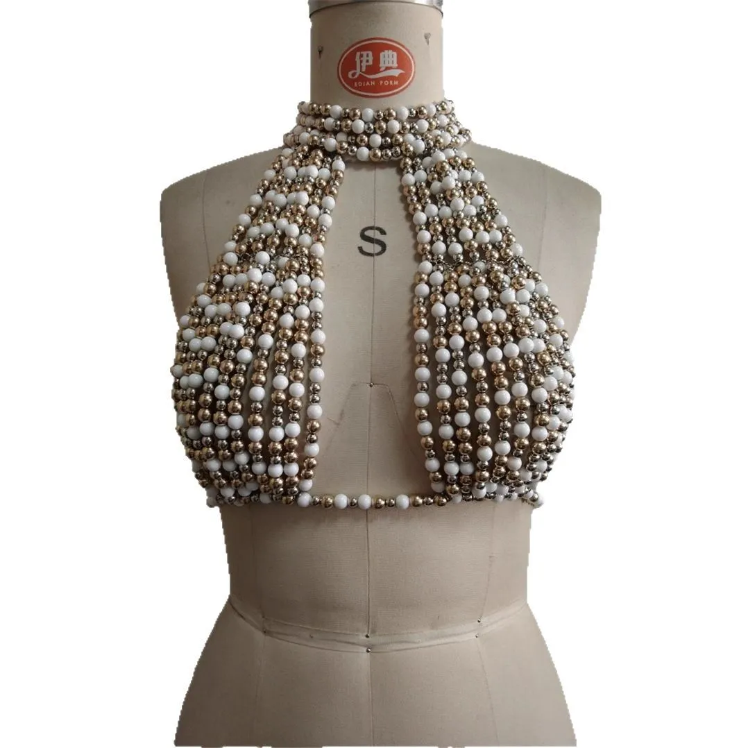 ยุโรปและอเมริกาเซ็กซี่ลูกปัด Body CHAIN สําหรับผู้หญิง,ชายหาดบิกินี่หน้าอก CHAIN,Openwork เสื้อกั๊ก,สไตล์โบฮีเมียนชุดปาร์ตี้