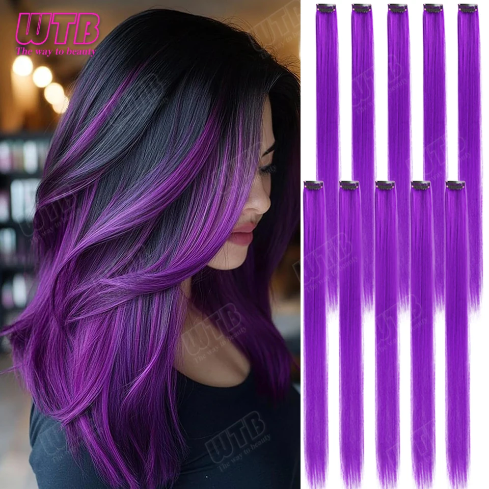 

10 шт. цветных синтетических накладных прядей для волос на заколках BB, прямые, подходят для женщин для ношения на праздниках и вечеринках