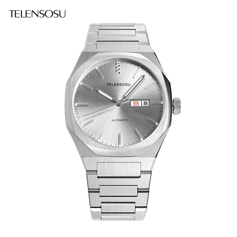 

TELENSOU Vintage Luxury Sapphire Hand-Set Diamond Swiss Designer Men's Automatic Mechanical Watch 5 Bar Waterproof Luminous