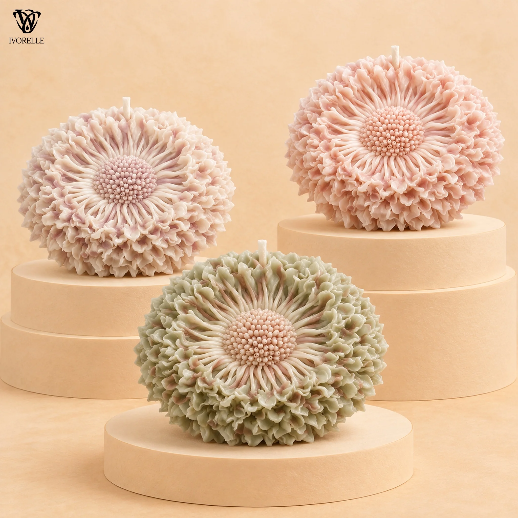 IVORELLE Flower Silicone Candle Mold Layered Petals And Granular Stamen For Wax Resin Plaster Soap DIY Home Decor Craft view 6