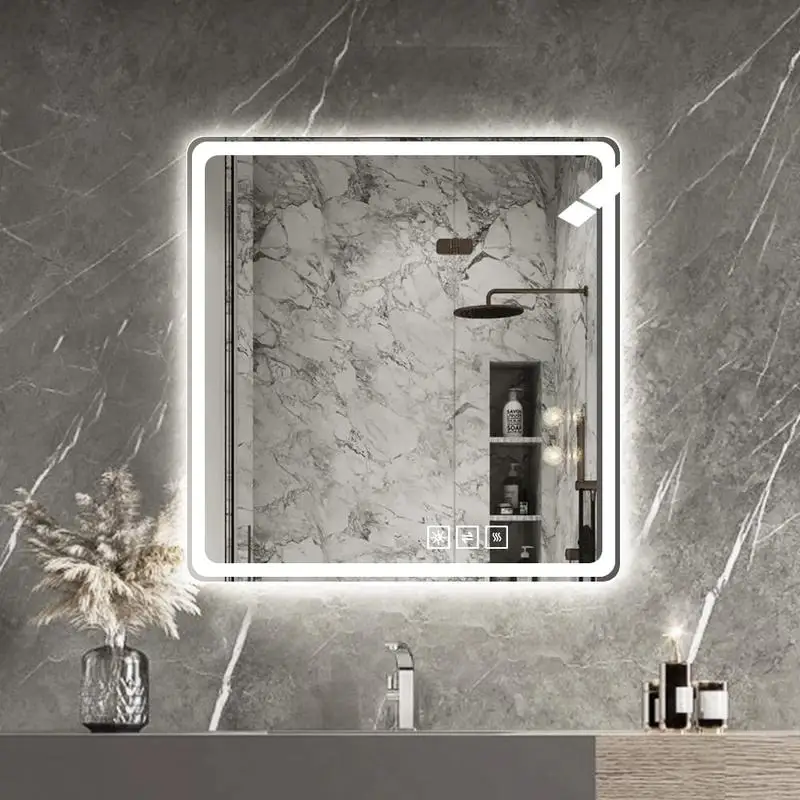 

36x36 Inch LED Bathroom Mirror with Front Lights, Wall-Mounted Anti-Fog Frameless Makeup Mirror, Copper-Free Silver Mirror,