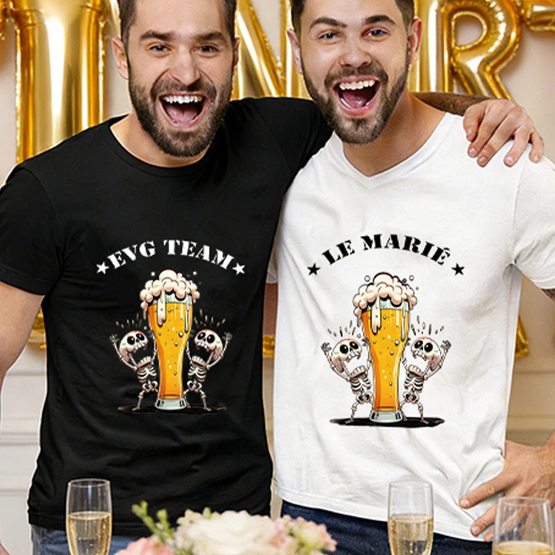 2026 Fashion Bachelor Party Single Farewell Tees: Future Groom & Groomsman, French Men Oversized Wedding T-shirts for EVG Team