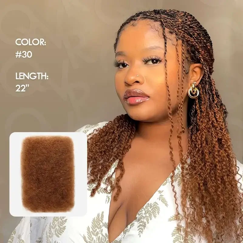 QVR Afro Kinky Bulk Human Hair Extensions 10