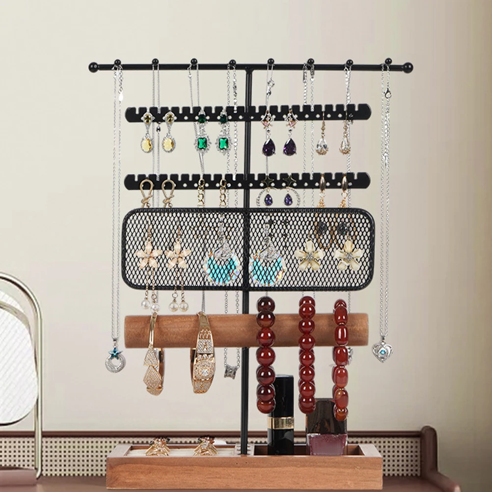 

Jewelry Organizer Necklace Storage Rack Stable Jewelry Display Stand Vintage Earring Ring Holder Desktop Organizer