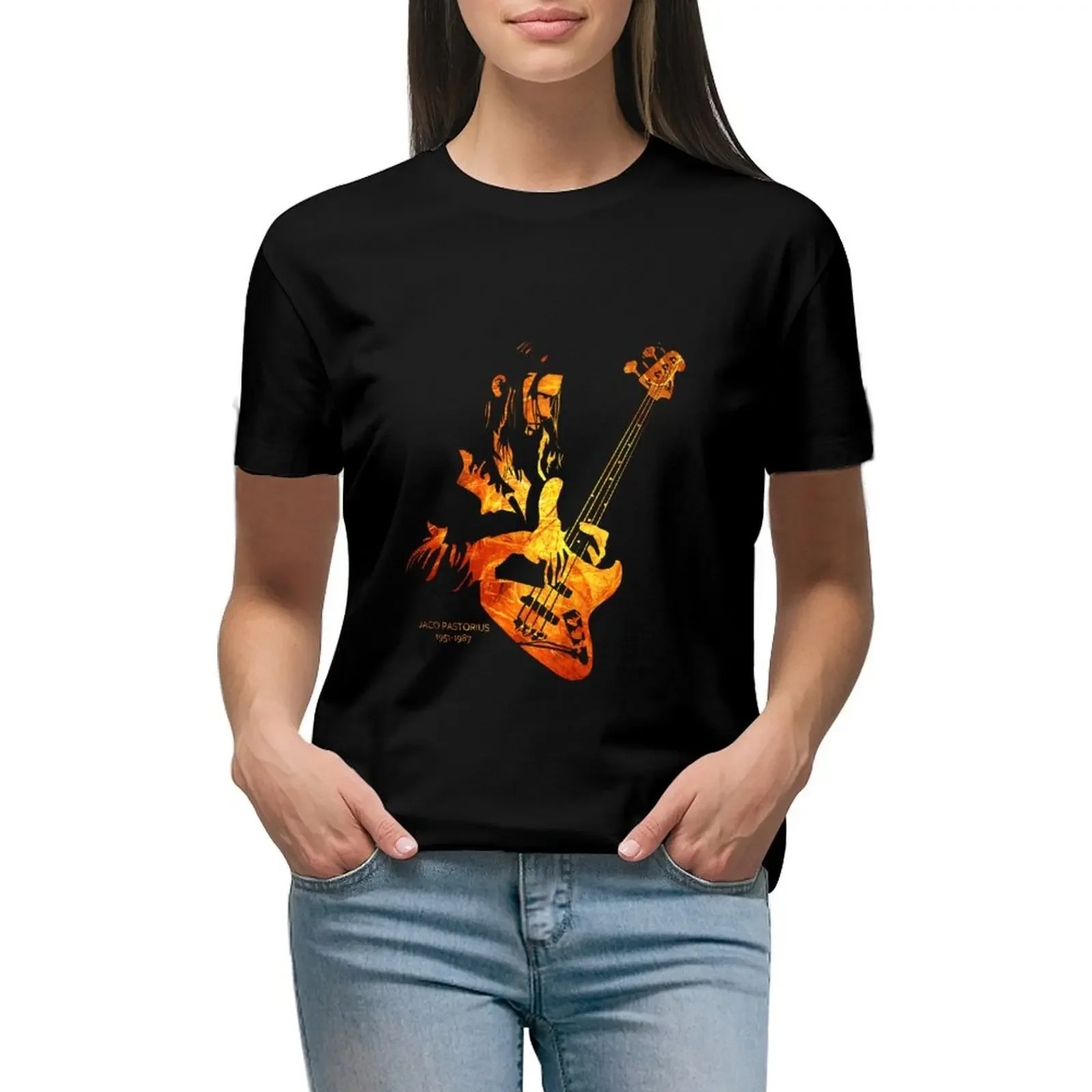 

Jaco Pastorius in Memoriam T-Shirt new edition Female clothing hippie clothes Short sleeve tee Woman clothes