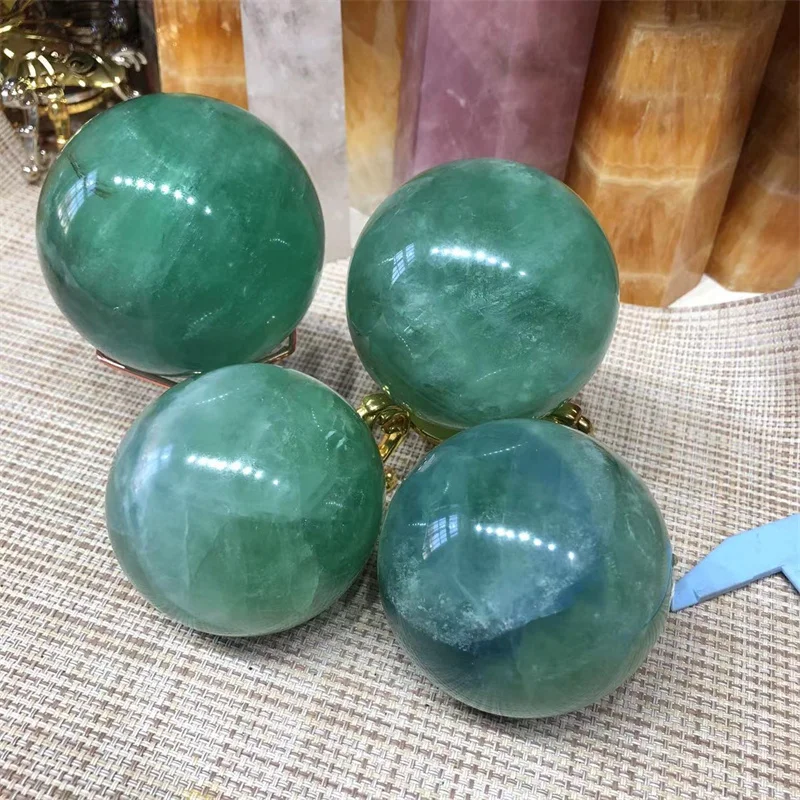 

Polished Quartz Crystal Green Fluorite Sphere Natural Stones Healing Gemstones Ball Crafts Reiki Decoration