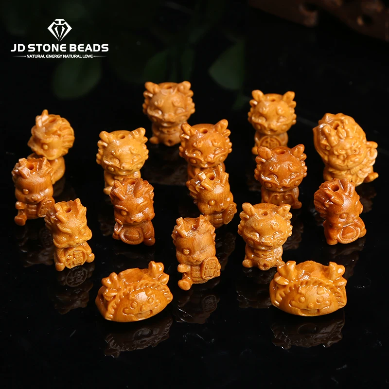 

1 Pc Natural Wooden Sandalwood Dragon Accessories Carve Shape Cute Bead for Jewelry Making DIY Necklace Bracelet Accessory