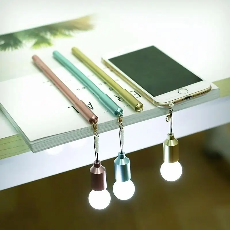 1Pc Cartoon Cute Creative Modeling Neutral Pen Light Bulb Dust Plug Gel Pen Multifunctional School Supplies