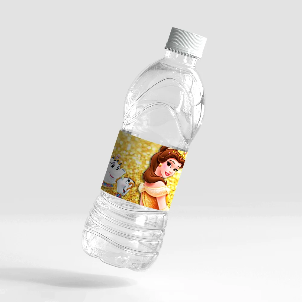 Disney Belle Princess Water Bottle Labels beauty and the Beast Party Supplies Birthday Decorations Sticker for Girls Baby Shower