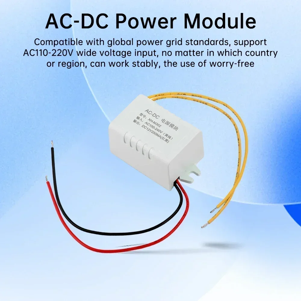 

AC-DC Power Supply Module Adapter AC 110-220V Output To DC 12V 12V 250MA Switch Switching Thermostat Converter 3W XH-M302