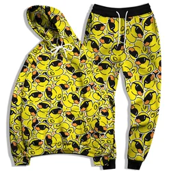 Cute RUBBER DUCK 3D Print Men Tracksuit Sets Animals Casual Hoodie+Pants 2pcs Sets Oversized Sweatshirt Fashion Unisex Clothing