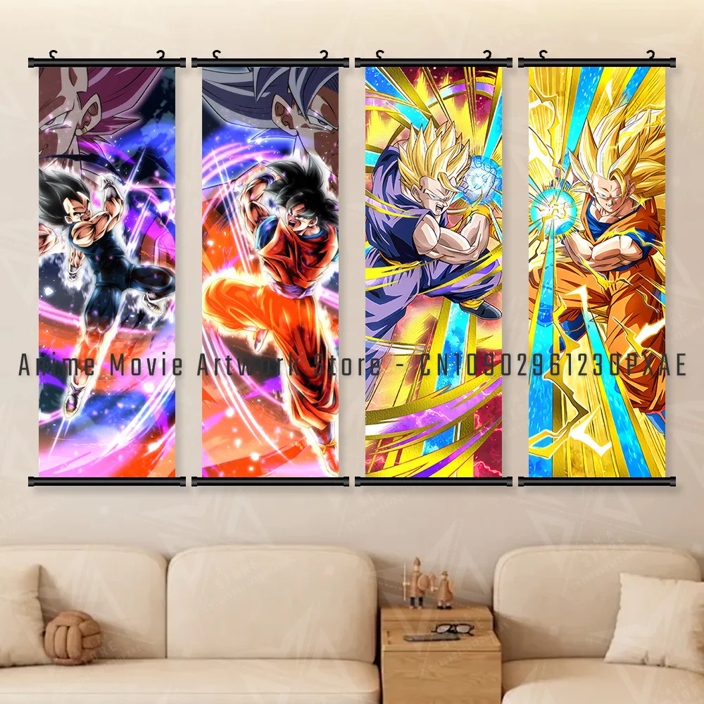 

Anime Dragon Ball Canvas Home Decor Prints Hanging Painting Goku SSJ 1 Figures Poster Wall Art Scrolls Pictures For Living Room