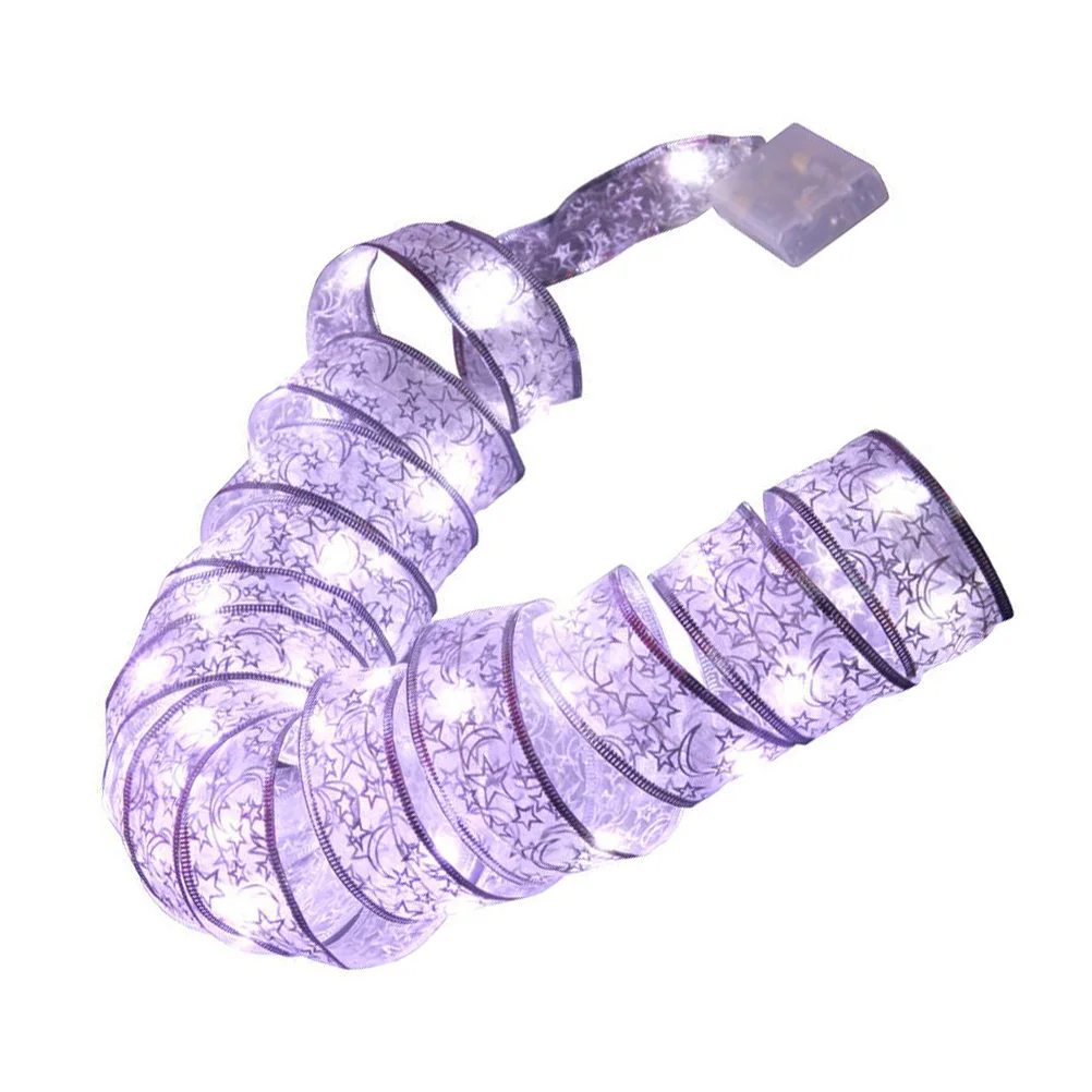 

1pc Holiday Gift String Light Ribbon Design Fairy Lawn Decorative Lights For Party Festival Home Night Decoration