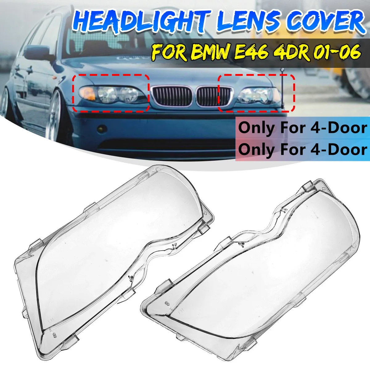 

Пара автомобильных фар, крышка объектива для BMW 3 серии E46 318i 320i 325i 4-дверный седан 2002-2005, крышка фары