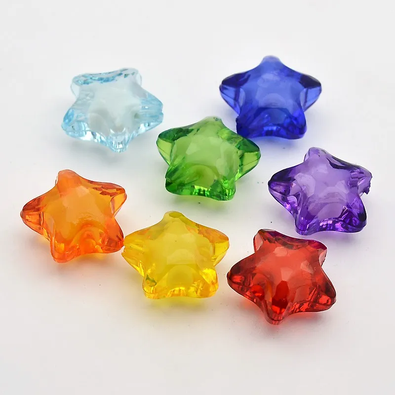 

500g Transparent Acrylic Beads Bead in Bead Star Mixed Color 20x18x12mm Hole: 3mm about 270pcs/500g