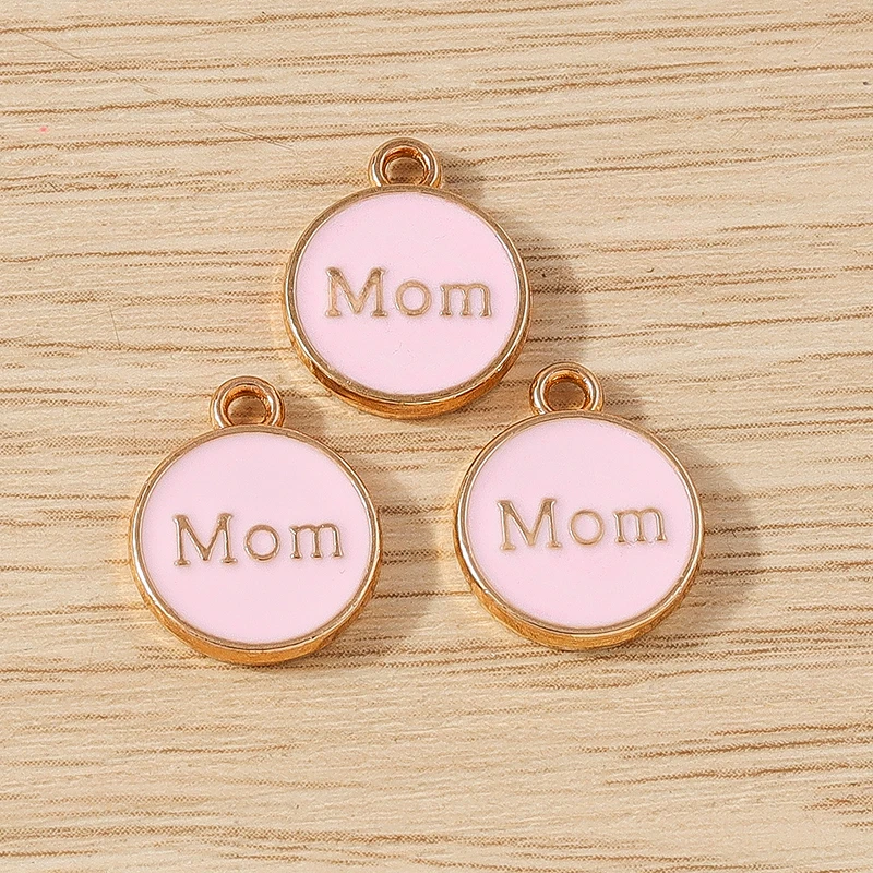10pcs 11x14mm Cute Colorful Enamel MOM Letter Charms Pendants for Jewelry Making Earrings Necklace Bracelets DIY Crafts Supplies