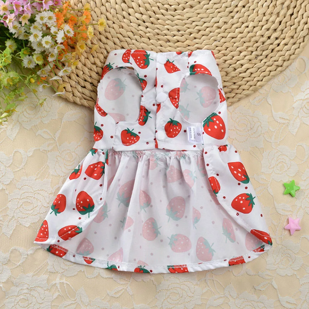 Dog Princess Dress Cute Print Puppy Dresses with Bowknot Sweet Cat Skirt Summer Thin Pet Wedding Party Chihuahua Doggies Clothes