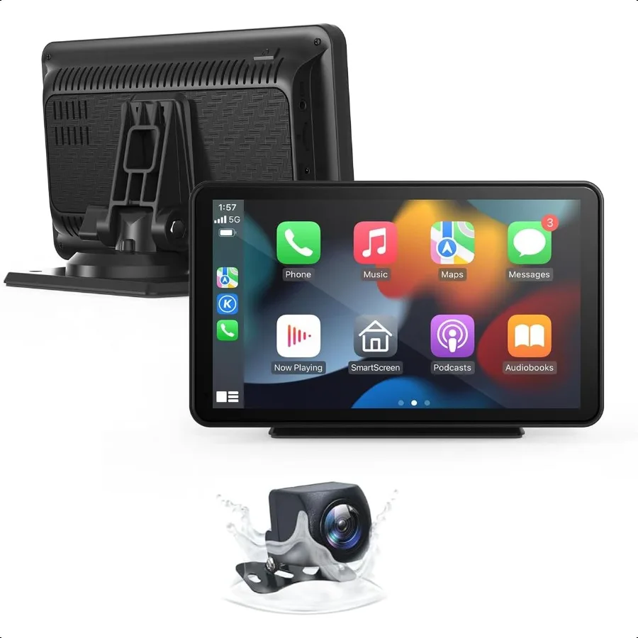 

Wirel Carplay Screen for Car 7 Portable Apple Carplay Android Auto Car Stereo with Backup Camera GPS Navigation Mirror Link Voi