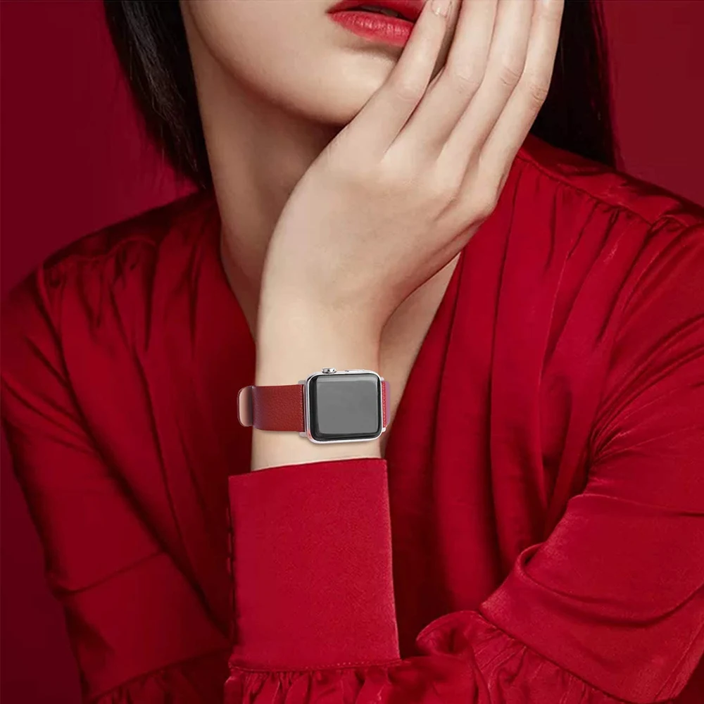 حزام من الجلد ل أبل ووتش الفرقة 49 مللي متر 41 مللي متر 45 مللي متر 40 مللي متر 44 مللي متر 38/42 مللي متر كوريا IWatch سلسلة 8 7 6 SE 5 4 استبدال جدا سوار