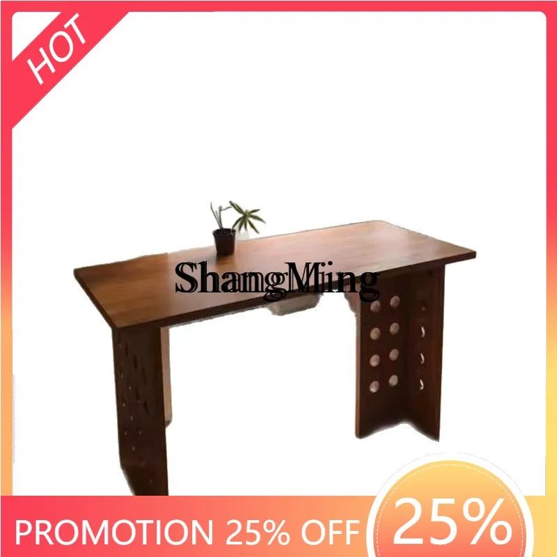

FG good-looking medieval solid wood rectangular desk household log workbench desk simple dining table