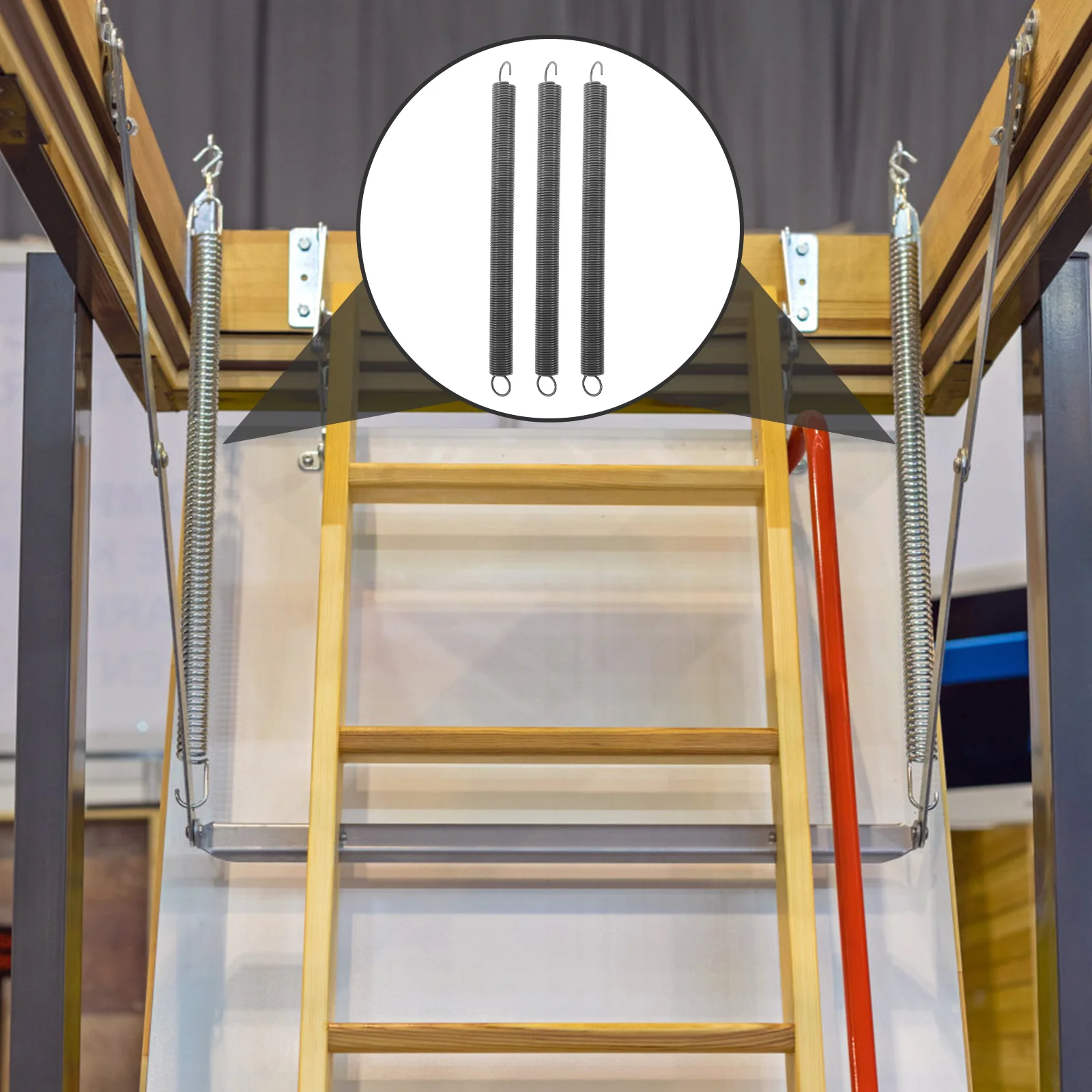 3 Pcs Attic Ladder Spring Kit Loft Ladder Parts Heavy Duty Spring Replacement Ladder Spring Steel Spring Scaffolding Components