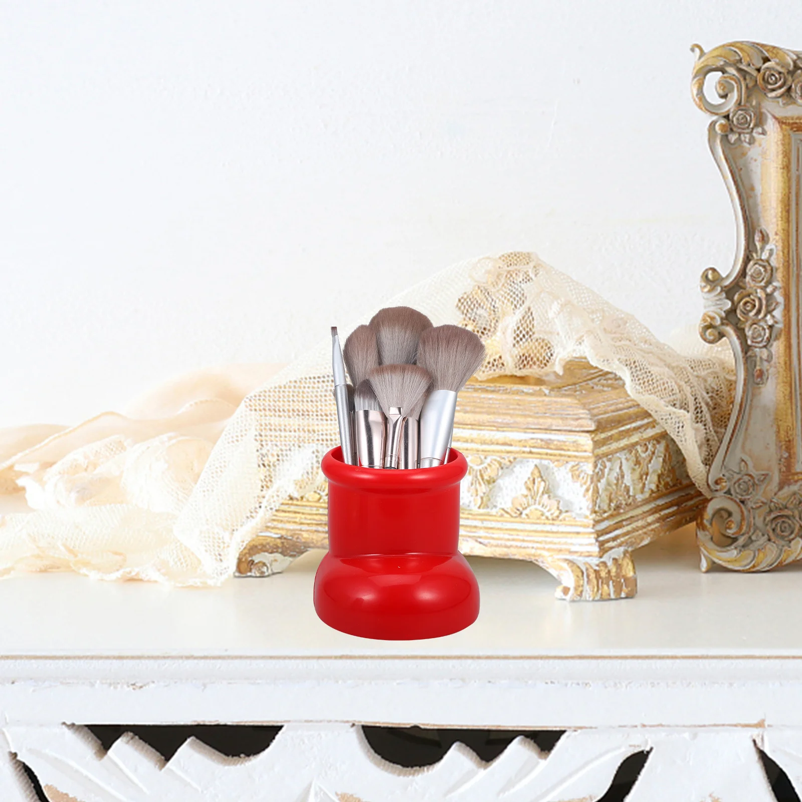 

2pcs Makeup Brush Holder Organizer Pencil Cup Storage For Desk Eyeliner Pens Crayons Classroom Creative Desktop Pen