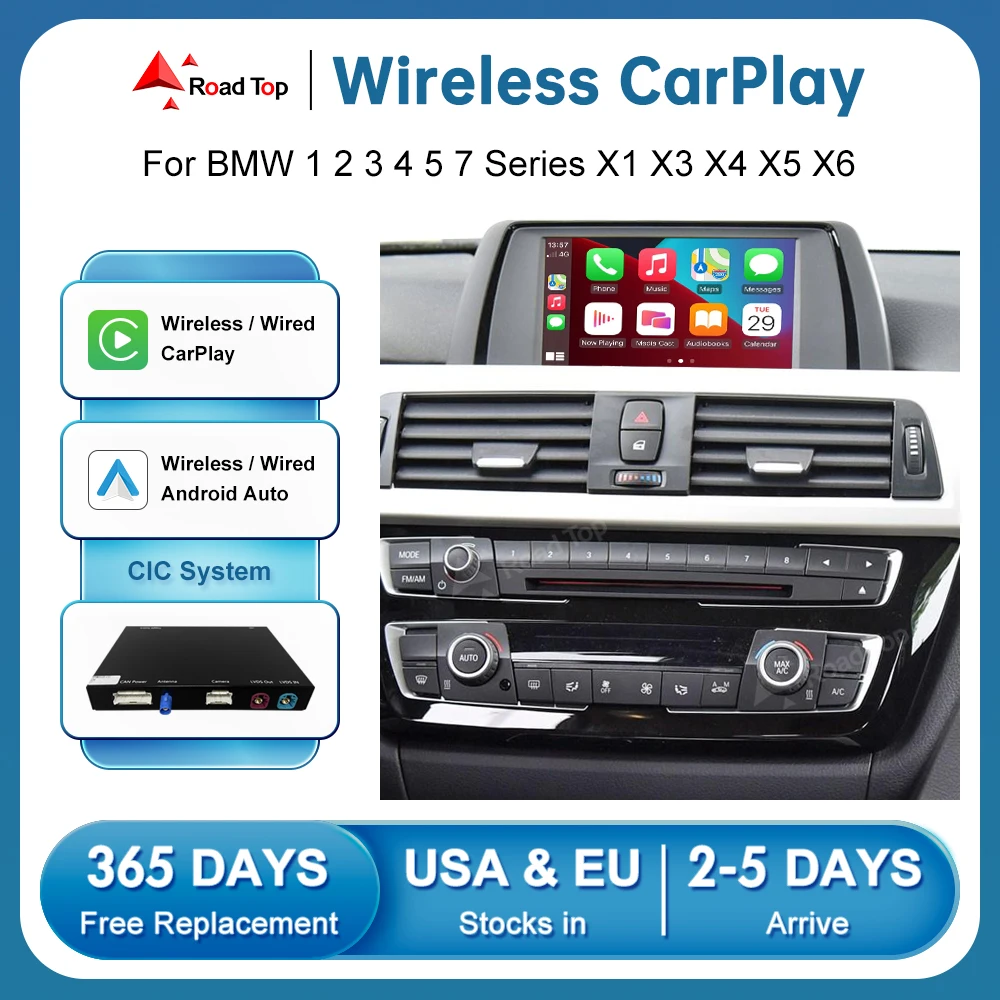 

Wireless CarPlay Android Auto for BMW 1 2 3 4 5 7 Series X1 X3 X4 X5 X6 F10 F11 F07 F01 F02 E84 F25 F26 E70 E71 CIC System