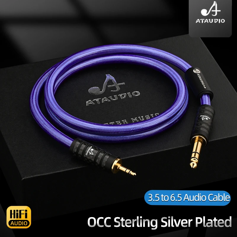 

ATAUDIO 3.5 to 6.5 Male to Male Audio Cable for Phone Computer Mixer Amplifier Gold Plated 3.5 Jack to 6.5 Jack Connection Cable
