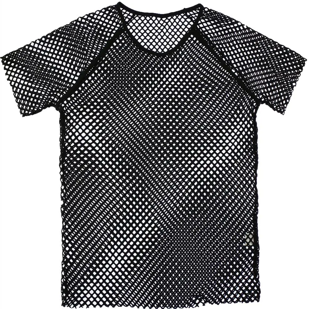 Summer New Mens T Shirts Sexy Mesh See-Through T-Shirts Short Sleeve Men\'s Clothes Tops Tees Bottoming Shirt O-neck Tshirt