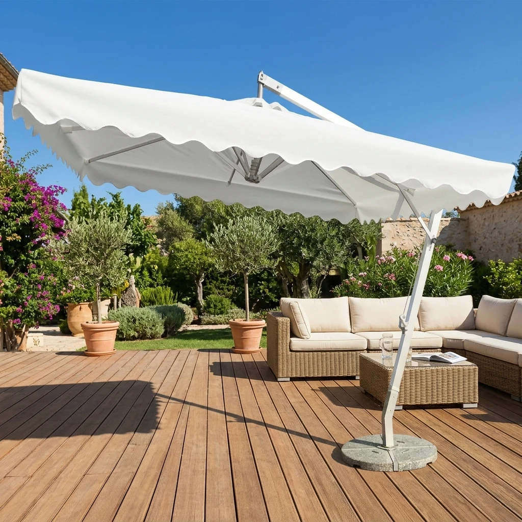 Modern Aluminum Outdoor Cantilever Patio Umbrella With Bases-Luxury Design Restaurant Hotel Beach