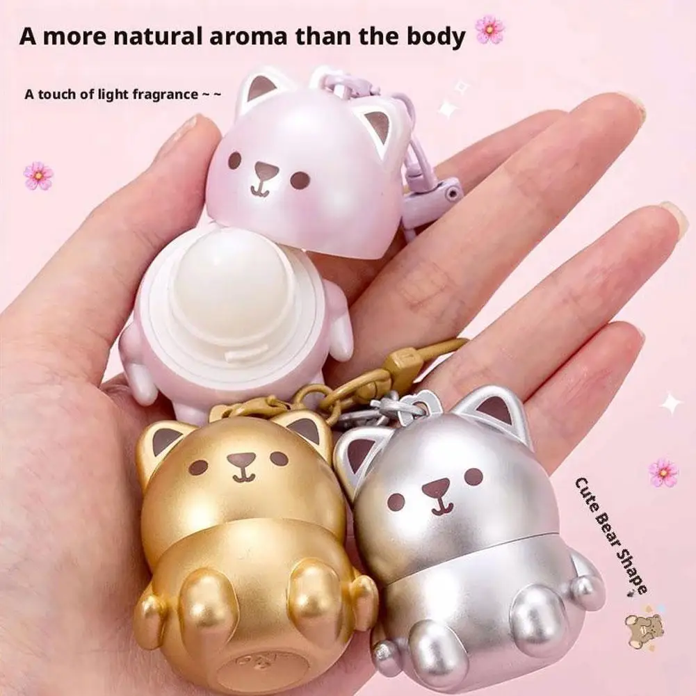 3.2g Cute Bear Shell Solid Balm Perfume Fruity Fragrance Stick Lasting Balm Fragrance Keychain Antiperspirant Perfume Porta F8G6