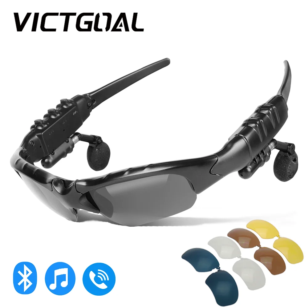 VICTGOAL Cycling Bluetooth Glasses Polarized Men's Sunglasses Bicycle Eyewear Sport Lenses Electric MTB Road Bike Smart Earphone