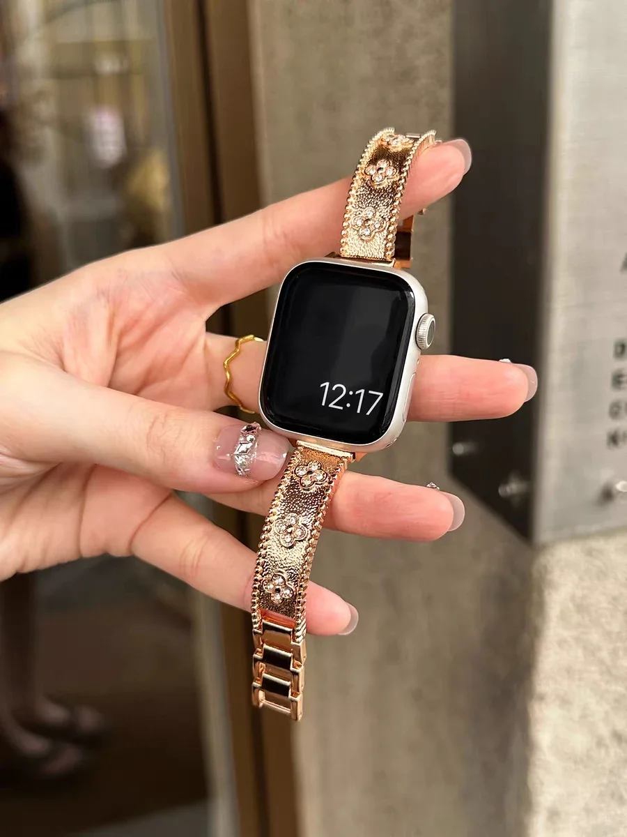 

Красивый блестящий металлический браслет для Apple Watch, женский ремешок серии 8/7/6/10/9, 40 мм, 41 мм, 38 мм, 42 мм, 44 мм, 45 мм, 46 мм, ремешок