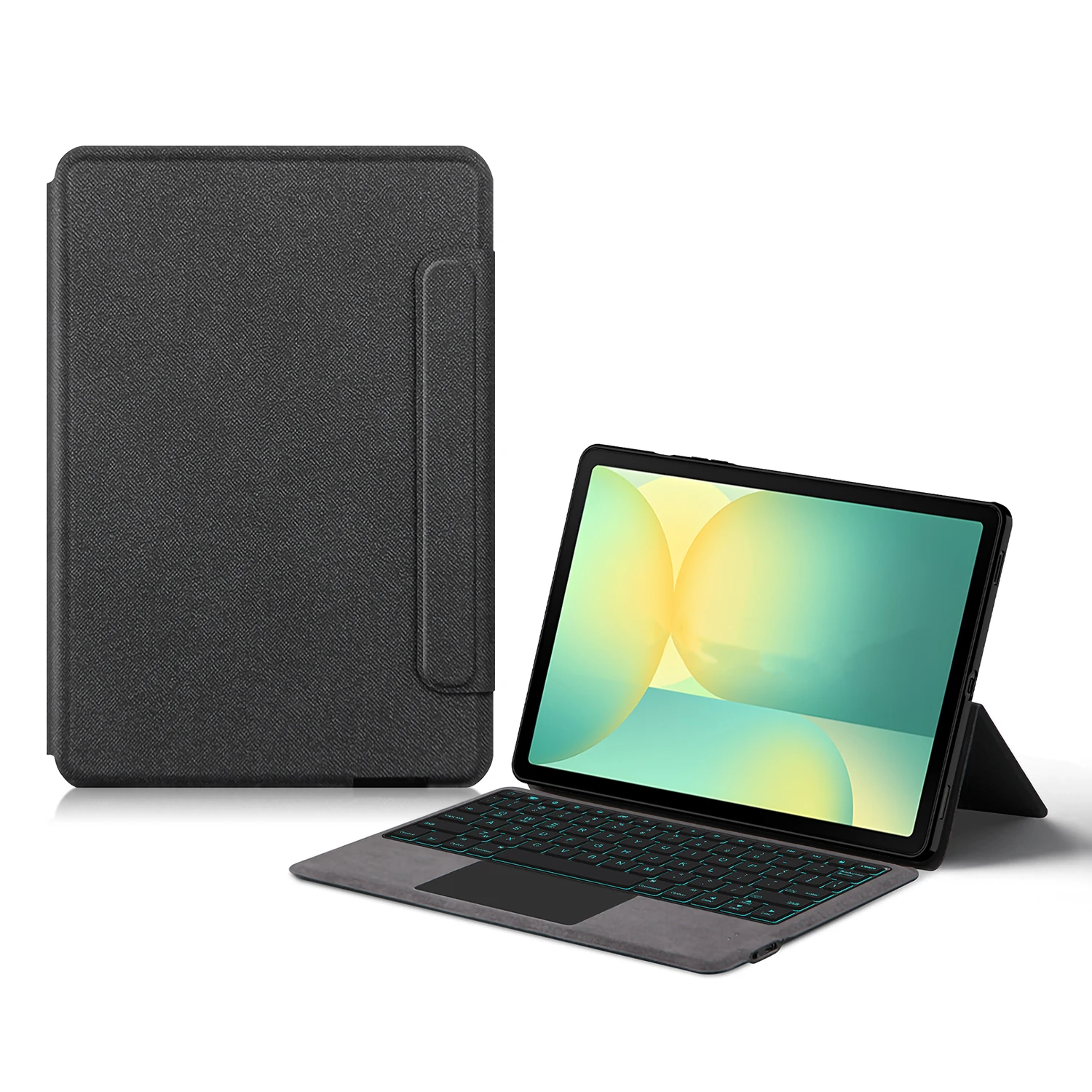

For Samsung Galaxy Tab S10 FE Leather Case + Touchpad Bluetooth-Compatible Keyboard with Backlit
