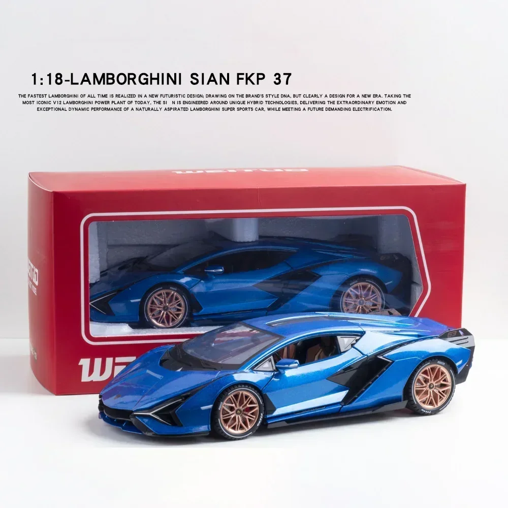 1/18 Lamborghini SIAN FKP37 Car Model Alloy Diecast Boys Toy Supercar High simulation 4 Door Opened Collections Kids Toy