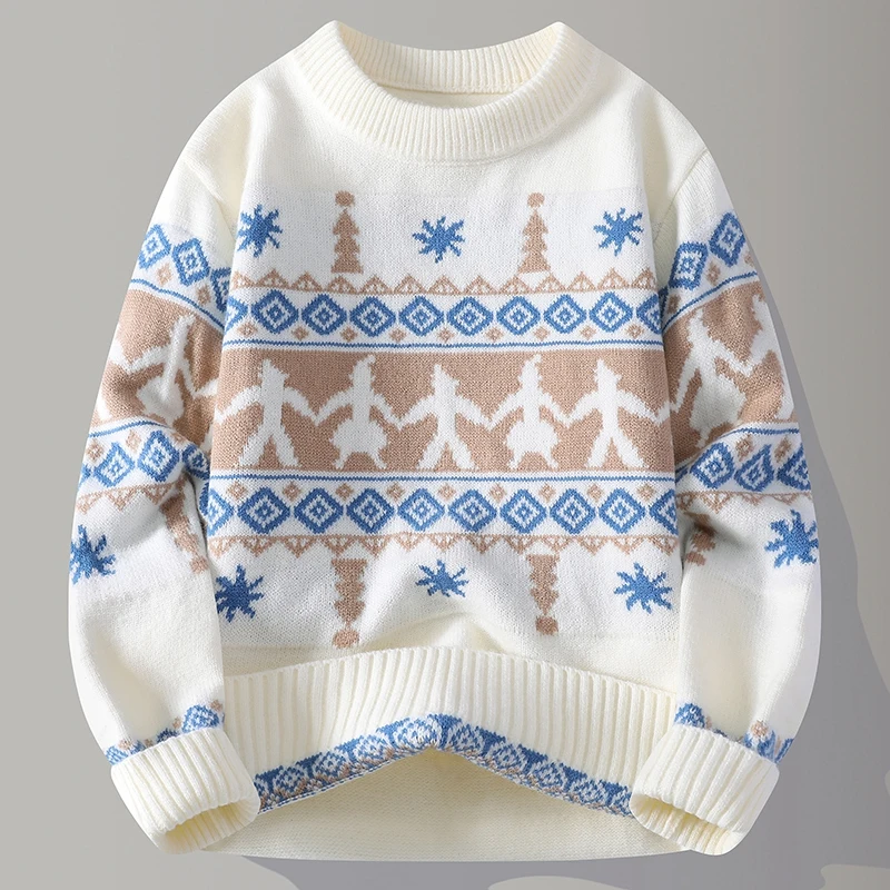 

Мужской свободный вязаный свитер с высоким воротником из пушистого полиэфирного волокна, осенне-зимняя новинка, повседневная серия, комфортный и мягкий.