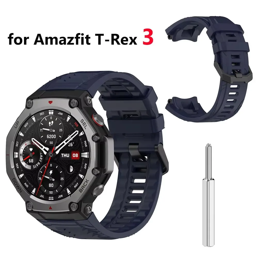 

High-end Silicone T Rex 3 Watch Strap with Professional Tool for Amazfit T-Rex 3 Band Replacement Sport Wristband Watchband