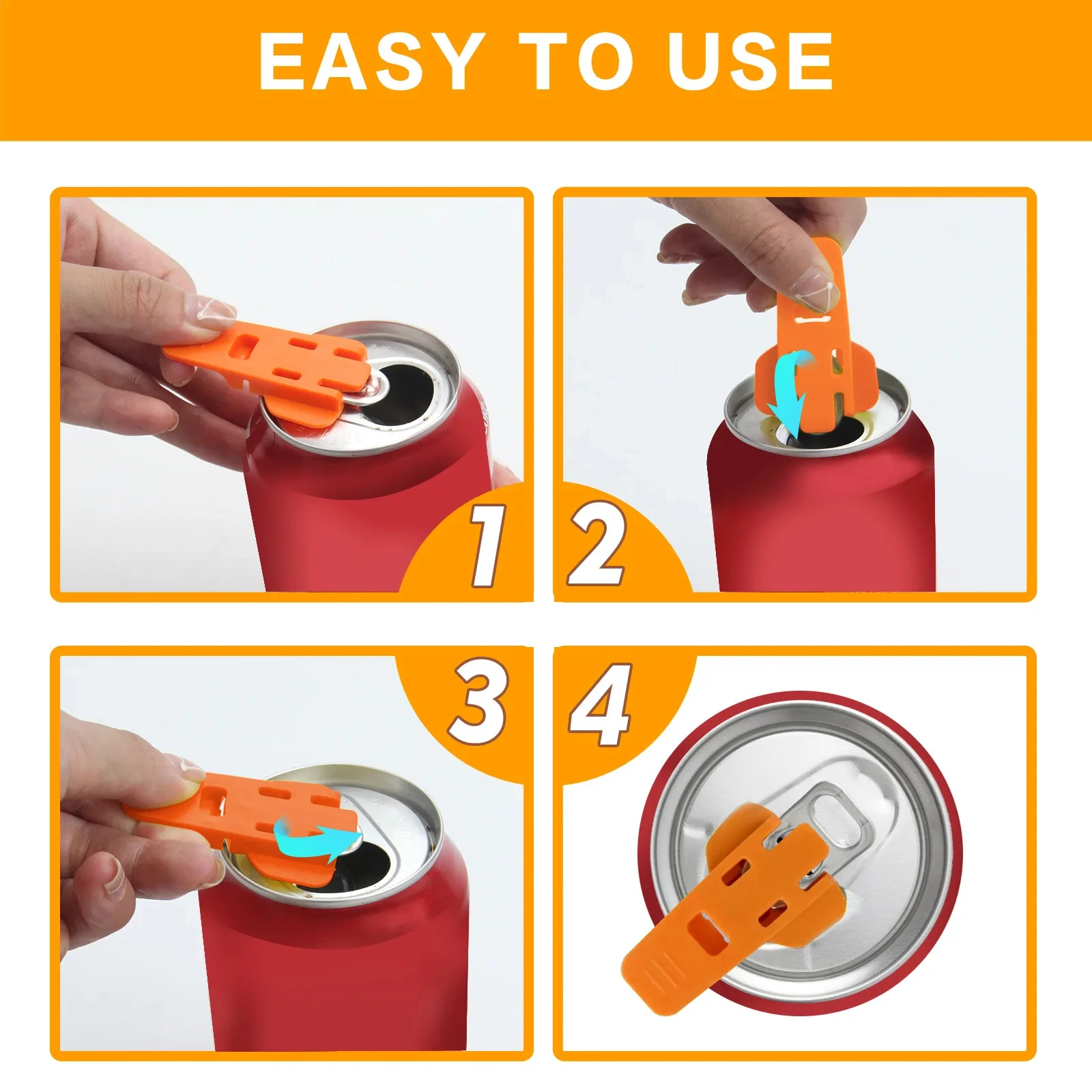 1/4Handheld Can Opener with Simple Turn-and-Lift Mechanism Easy-Grip Dustproof Insect Proof Plastic Bottle Opener for Camp Party