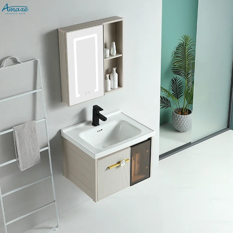 Chaozhou Wholesale New Design Bathroom Faucet Sink Wall Mounted Bathroom Vanity Cabinet Smart Mirror