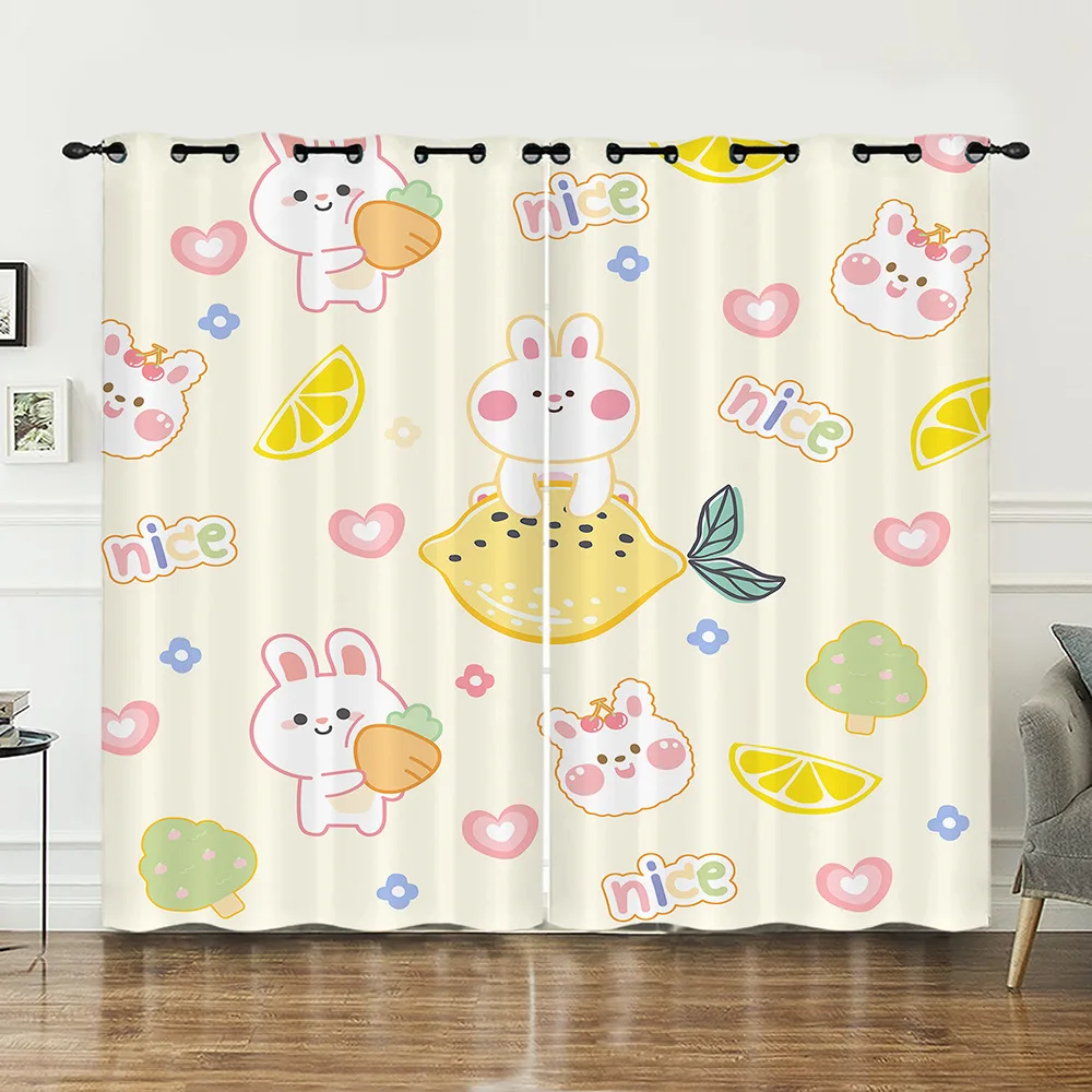 200029   Curtains cartoon small animals high-density shading