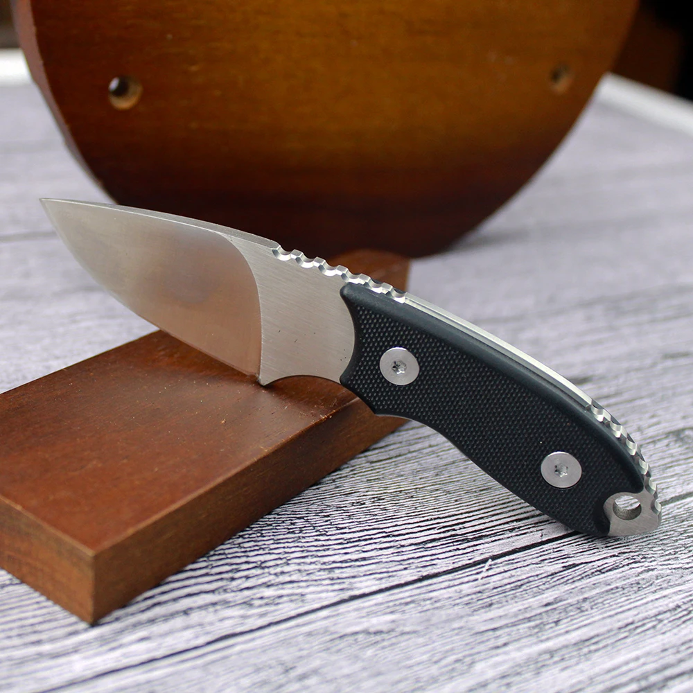 

Small straight knife with K Sheath single blade keel D2 steel G10 handle edc multitool knives utility outdoor bushcraft knife