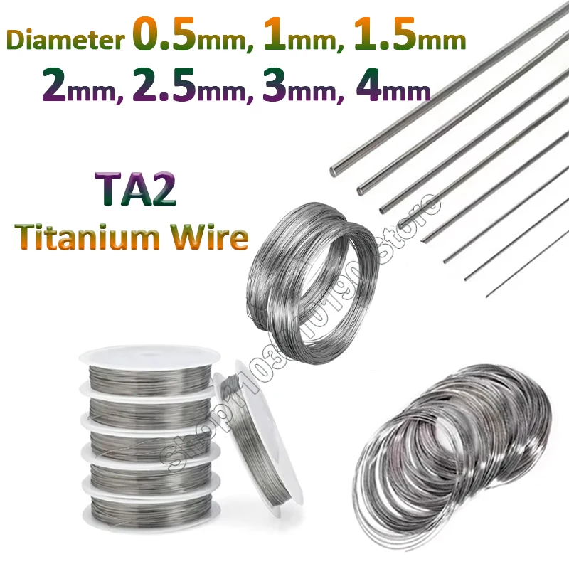 

1-10 Meters Pure Titanium Wire TA2 Ti Metal Line Welding Wire Hanging Tool Diameter 0.5mm 1mm 1.5mm 2mm 2.5mm 3mm 4mm