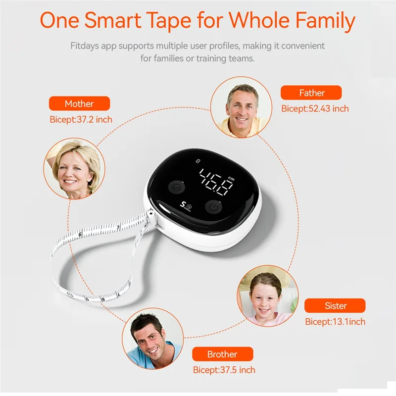 شريط قياس ذكي موثوق به، تطبيق Bluetooth Fitdays القابل للسحب لمراقبة الدهون في الجسم، أداة BMI لشكل اللياقة البدنية وفقدان الوزن،