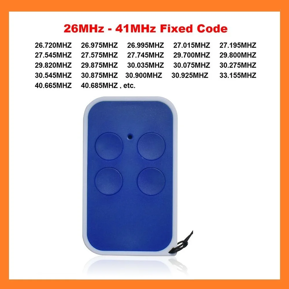 

Low Frequency Garage Door Remote Control 26mhz to 41mhz Universal Fixed Code Garage Door Keychain Opener for Gate and Barrier