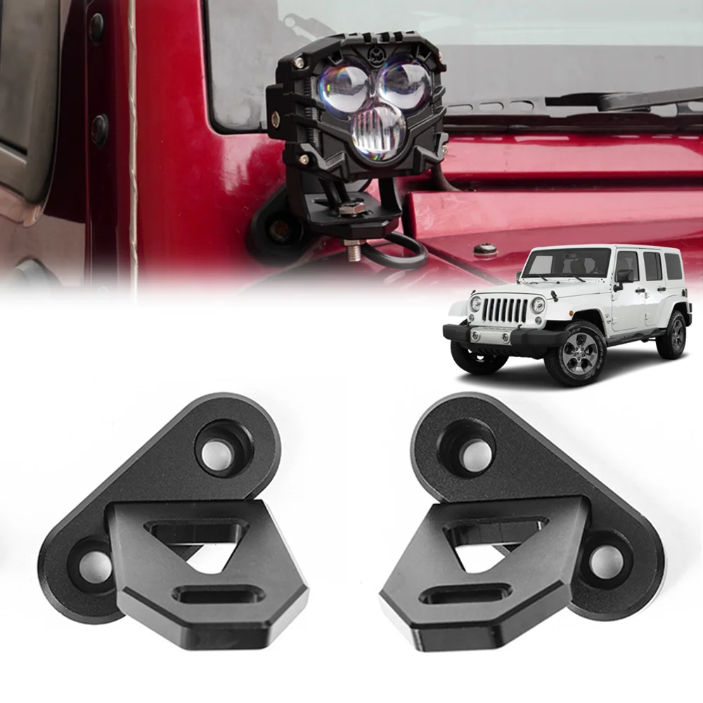 

For Jeep Wrangler JK JKU A-Pillar Light Mount Kit Aluminum Hood Ditch LED Pod Brackets Windshield Mounting Bracket 2007-2017